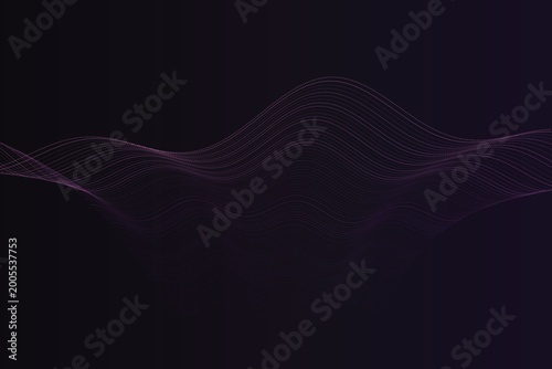 Tableau sur toile Abstract 3 d wave of pink dots on dark purple background