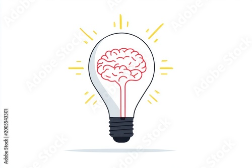 Light bulb with brain inside symbolizing new idea