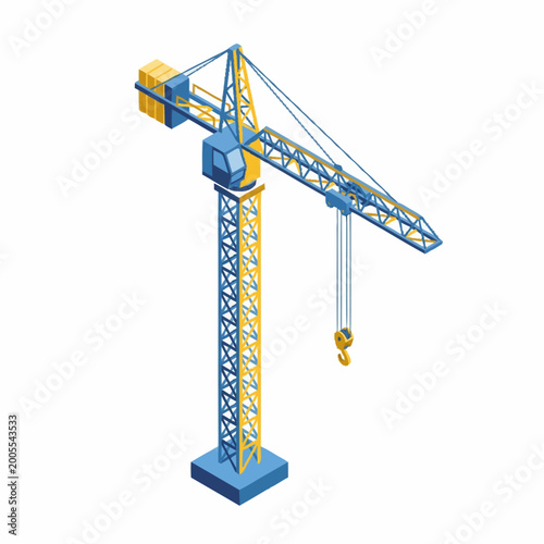 Fotografía Construction crane lifting heavy materials at building site.