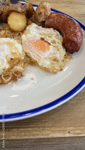 Fried Eggs with French Fries Traditional Spanish Style