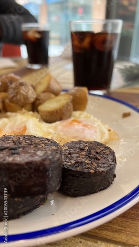 Fried Eggs with French Fries Traditional Spanish Style