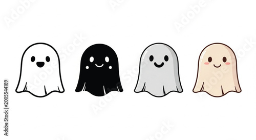 Quadro su tela Four colorful ghost illustrations with different expressions illustration colorf