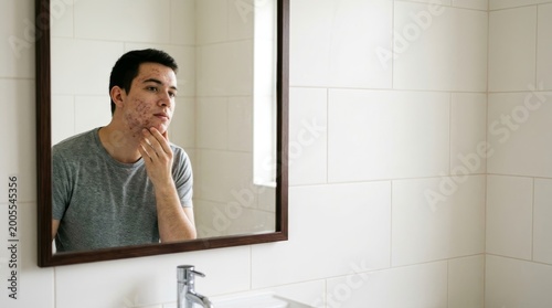 Self-care routine man grooming in bathroom personal care modern environment close-up view