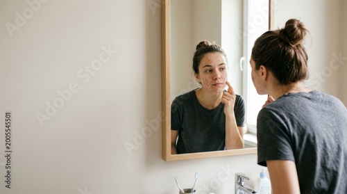 Self-care routine home lifestyle image intimate space close-up personal reflection