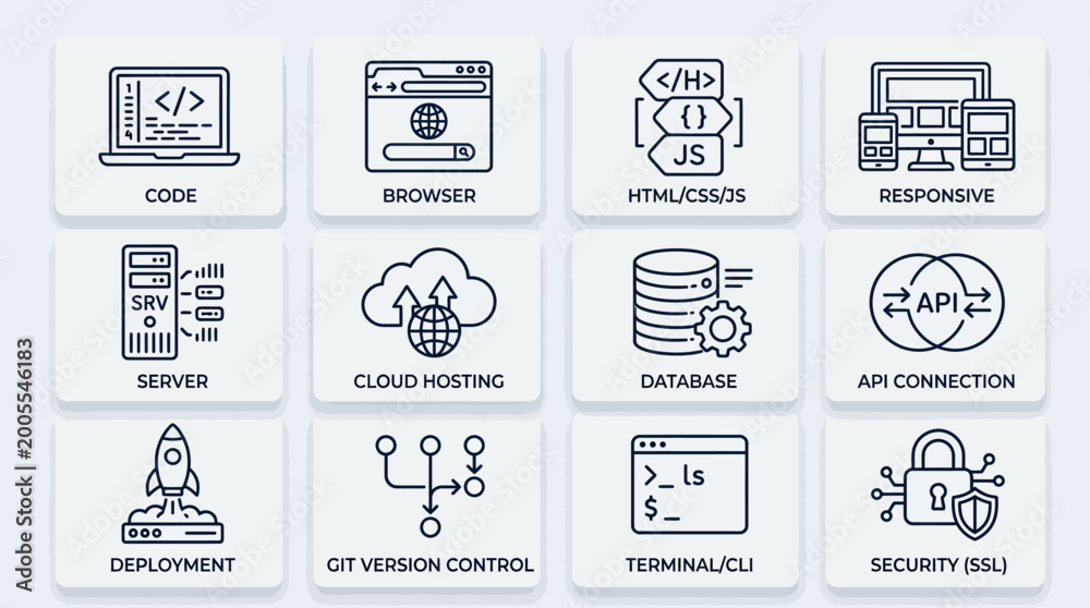 Naklejka premium Technology icons on white background.
