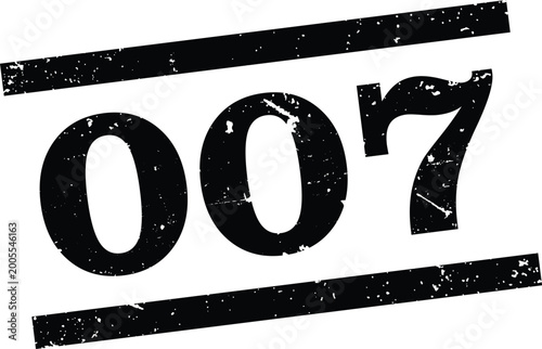 Schilderij op canvas vintage agent zero zero seven black rubber stamp vector illustration
