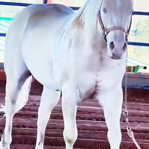 white horse eating