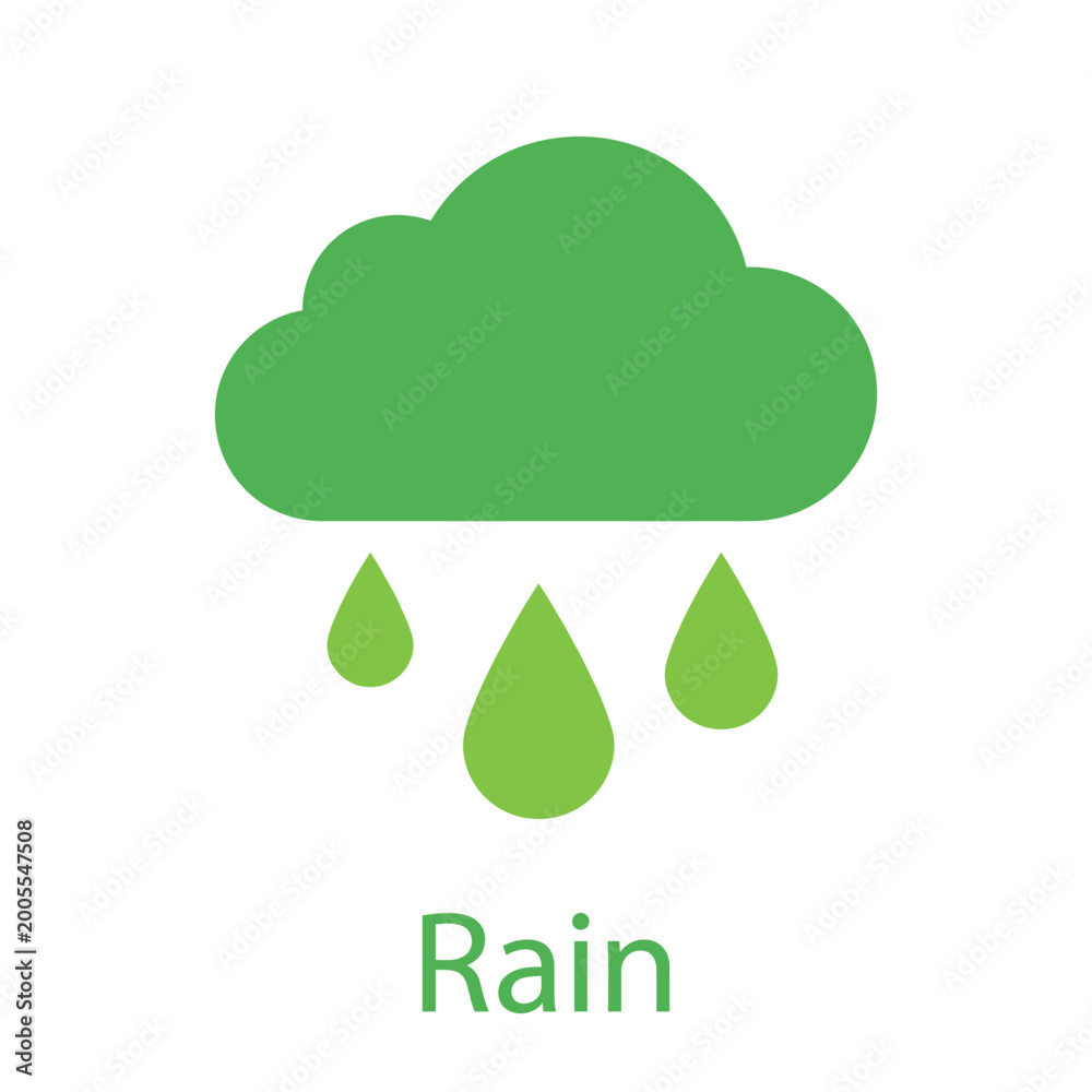 Fototapeta premium Green rain cloud with droplets Vector