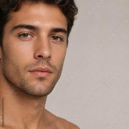 Portrait of handsome young man with beard, natural light and modern lifestyle concept