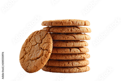Stack of Homemade Ginger Snap Cookies Isolated on Transparent Background