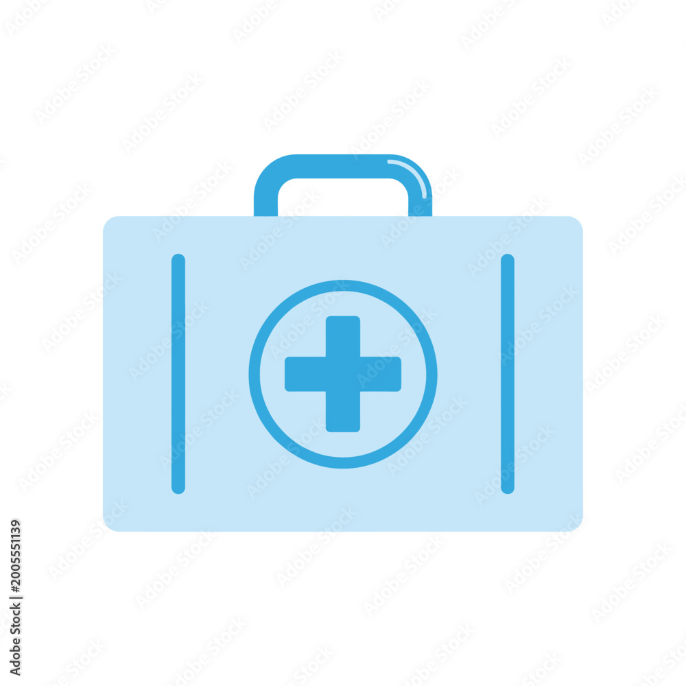 Fototapeta premium Blue medical first aid kit icon Vector