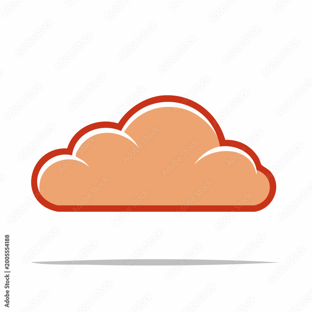 Fototapeta premium Stylized Orange Cloud Icon with Red Outline