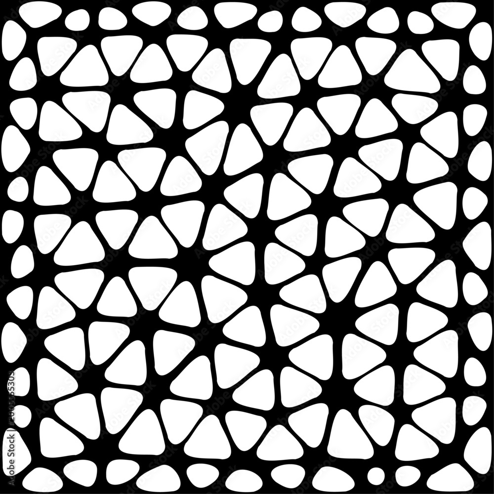 Fototapeta premium Voronoi cell geometric and pattern mosaic background with block jersey irregular. Texture line geometry and vector white pebble with shape hexagon lines. Greek voronoi seamless and tile.