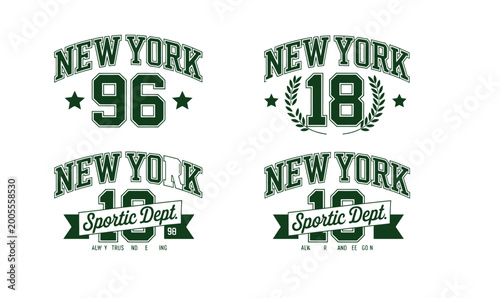 Vintage New York City Varsity Badge Set Athletic Typography Vector for Apparel and T-Shirt Design