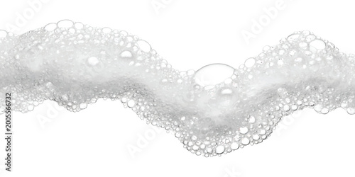 Konstfotografi Soft white soap foam texture with bubbles forming a wavy line across the frame