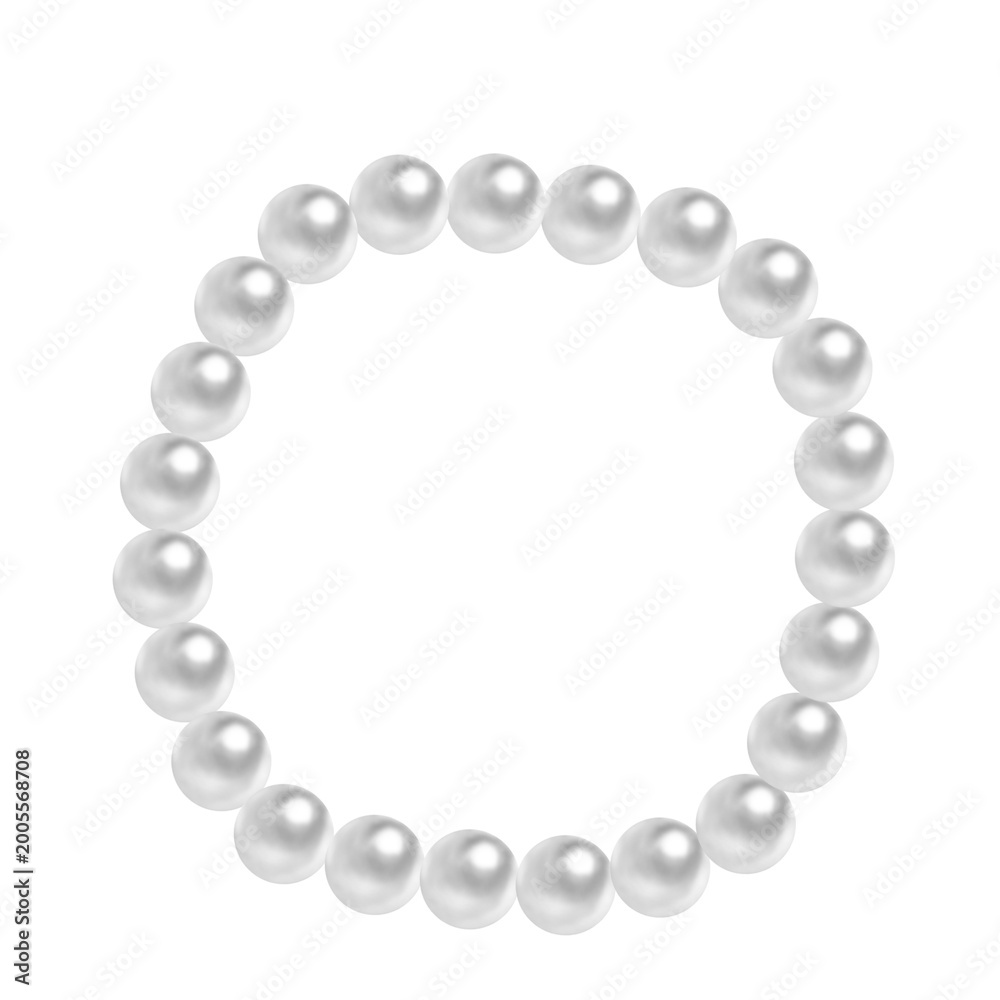 Fototapeta premium Illustration of bracelet accessories, luxurious white pearl necklace, elegant. Jewelry, fashion, beauty.