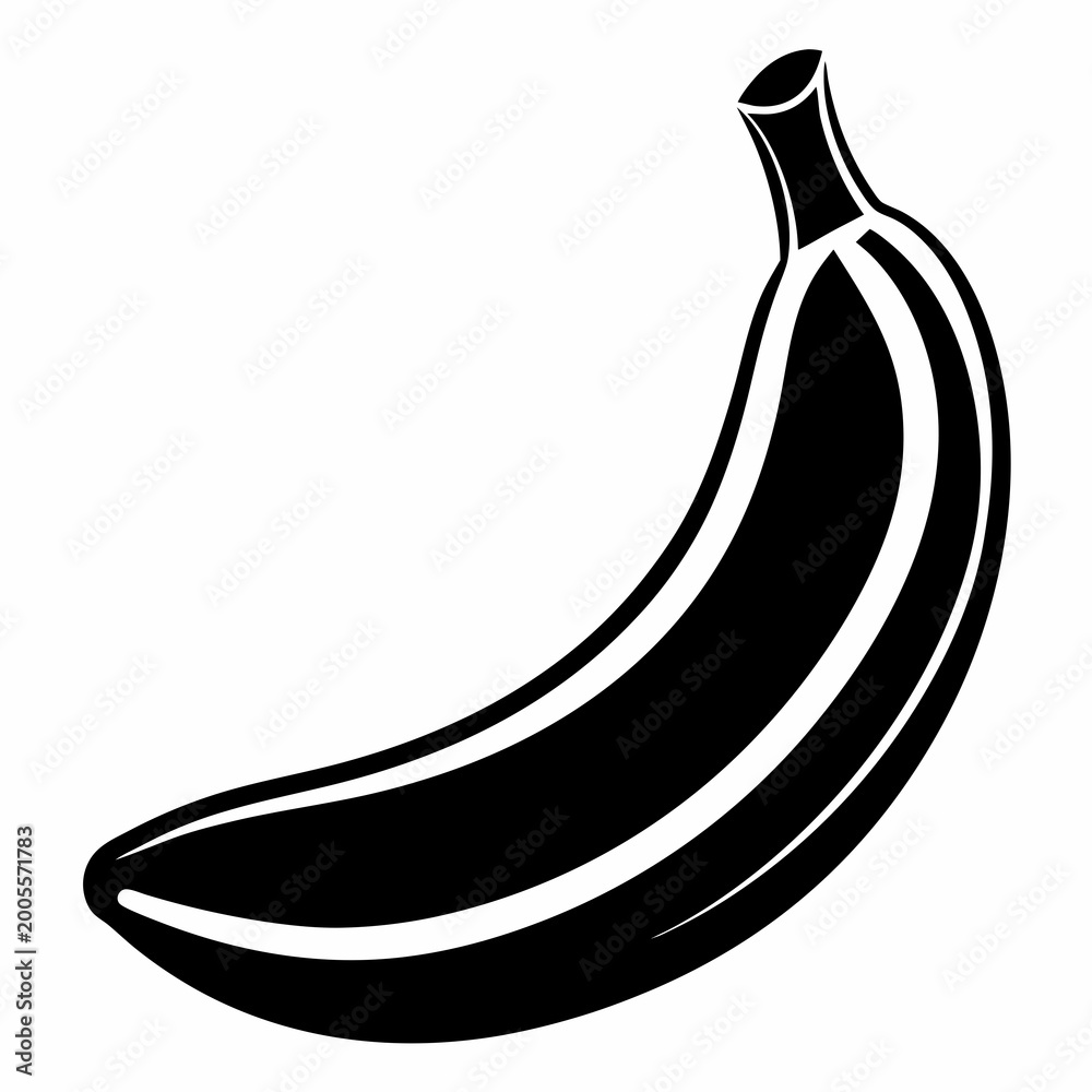 Fototapeta premium Black and white stylized banana icon