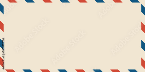 Photography Airmail envelope frame with blue and red stripes on white background