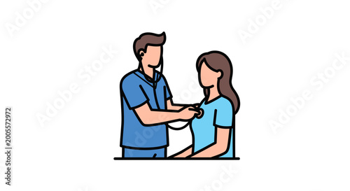 Fotografía Doctor giving medical wristband to patient.