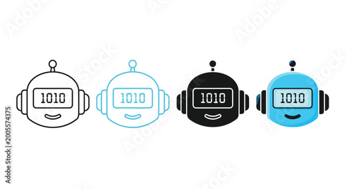 Bilde på lerret Robots digital icons with binary code faces featuring technology, futuristic, ar