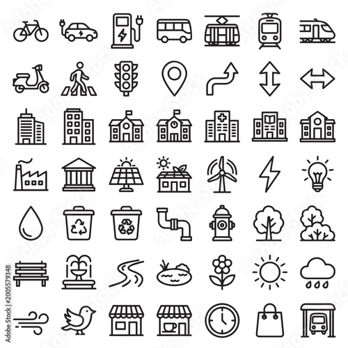 Minimal Outline Icons Collection – Smart Home, UI, Technology & Furniture Vector Icon Pack