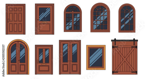 Collection of various wooden doors.