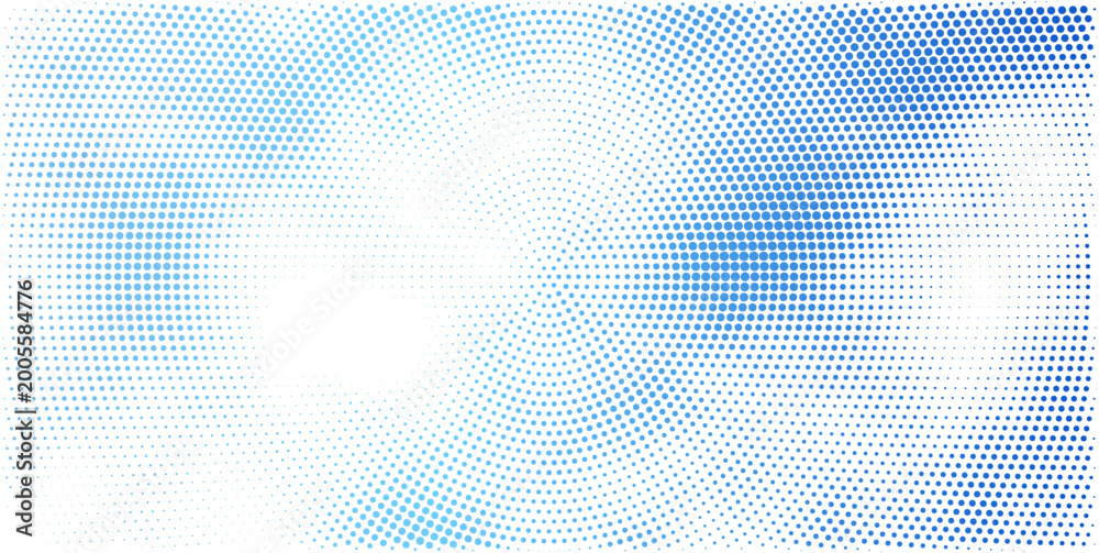 Fototapeta premium Transparent vector gradient blue halftone background featuring modern staggered dotted pattern suitable for posters, banners, and digital designs.