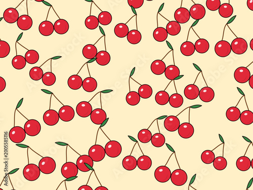 Bilde på lerret Retro Cherries Pattern Diner Cafe Design