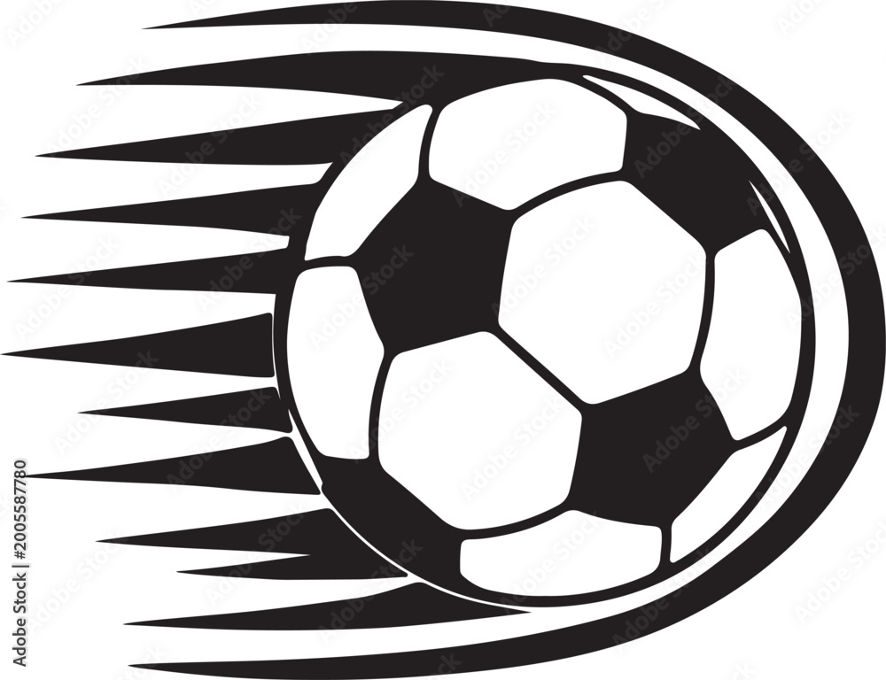 Fototapeta premium Expressive line art illustration depicting a powerful shot on goal, suitable for sports branding or logos