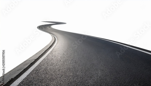 curved asphalt road isolated on white background