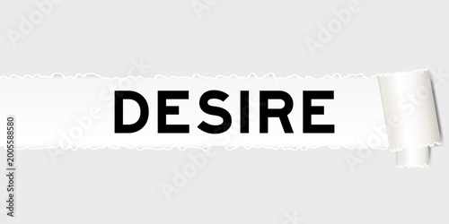Tableau sur toile Ripped gray paper background that have word desire under torn part