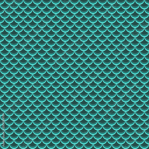 Teal Fish Scale Seamless Fabric Pattern, Turquoise Scallop Textile Background
