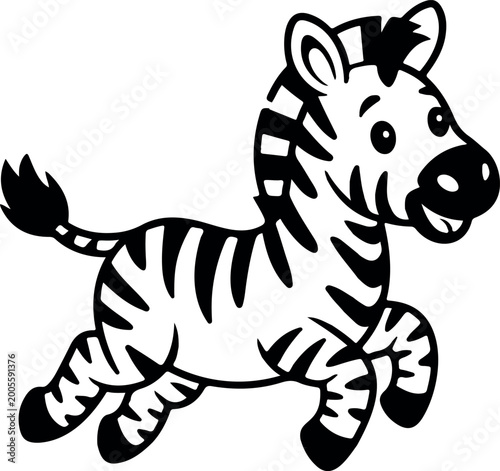 Photography Cute cartoon zebra standing isolated black and white striped safari animal wildl