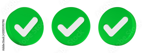 Fotografie 3d checkmark, tick, approve, success icon rendered