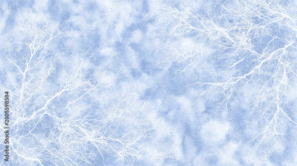 Fototapeta premium Icy blue branch pattern background with frosty marble texture for winter design