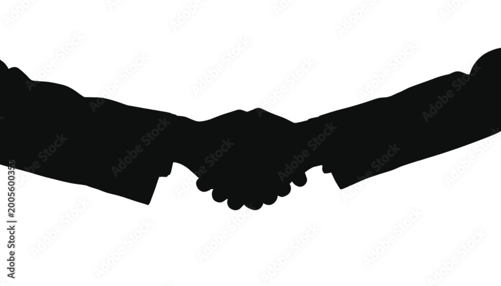 Fototapeta premium Handshake silhouette represents a professional agreement between two business partners in a formal deal.