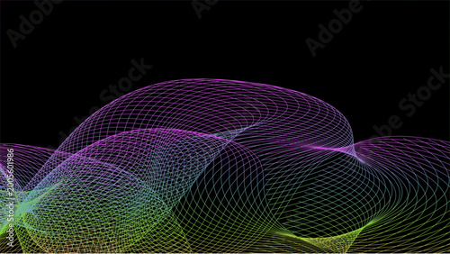 Vibrant line waves surface pattern. Abstract colorful gradient wallpaper background.