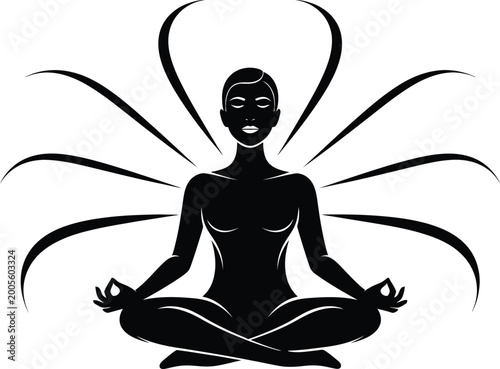 Tableau sur toile Meditating figure with wing like extensions a symbolic representation of inner p