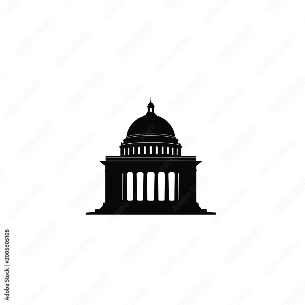 Obraz premium Capitol building silhouette against a white background