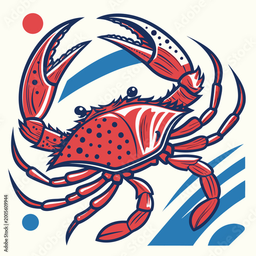 Schilderij op canvas Pop Art Style Bairdi Tanner Crab Vector Illustration Graphic