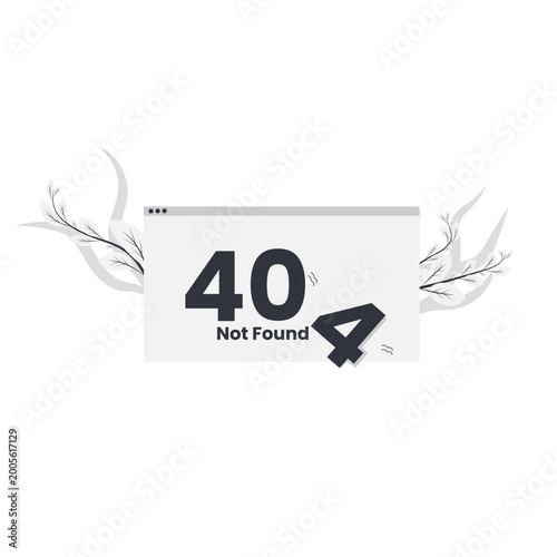 Bild auf Leinwand Minimalist 404 Error Not Found Web Page Illustration with Floral Elements