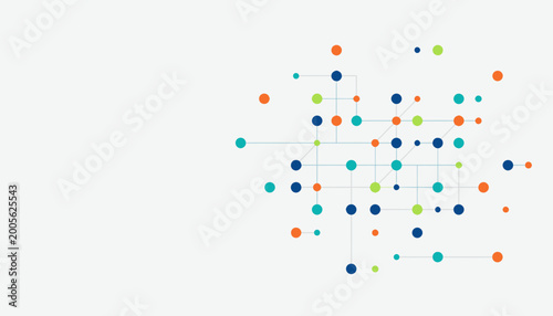 Vibrant abstract network background with colorful connected dots and lines, symbolizing digital communication, data flow, and modern technology.