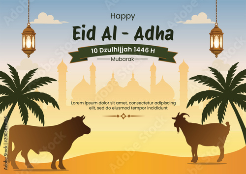 Eid al adha islamic banner background graphic design for the decoration of gift