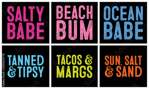 Salty Babe, Beach Bum, Ocean Babe, Sun Salt and  Sand T-shirt Design