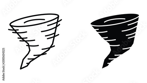 Tableau sur toile Black and white tornado or waterspout illustration