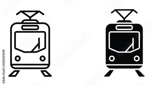 Photos Black and white tram icon facing opposite directions