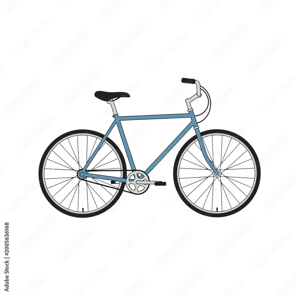 Fototapeta premium Blue Bicycle Illustration Isolated on White Background