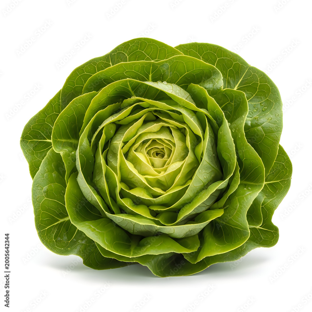 Obraz premium Fresh green romaine lettuce arranged in a compact head shape Transparent Background, png.