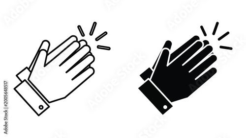 Photos Clapping hands icon with applause sparkles
