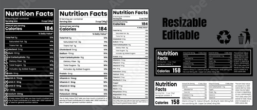 Schilderij op canvas nutrition facts , nutrition label, supplement facts, vitamin fact vector,Dates N